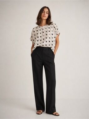 Munthe Semi Sheer Abstract Print Ivory Blouse